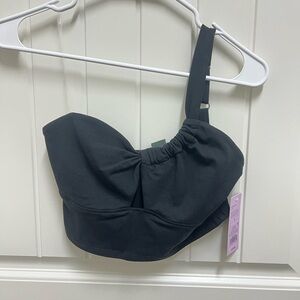 Black One-Shoulder Crop Top